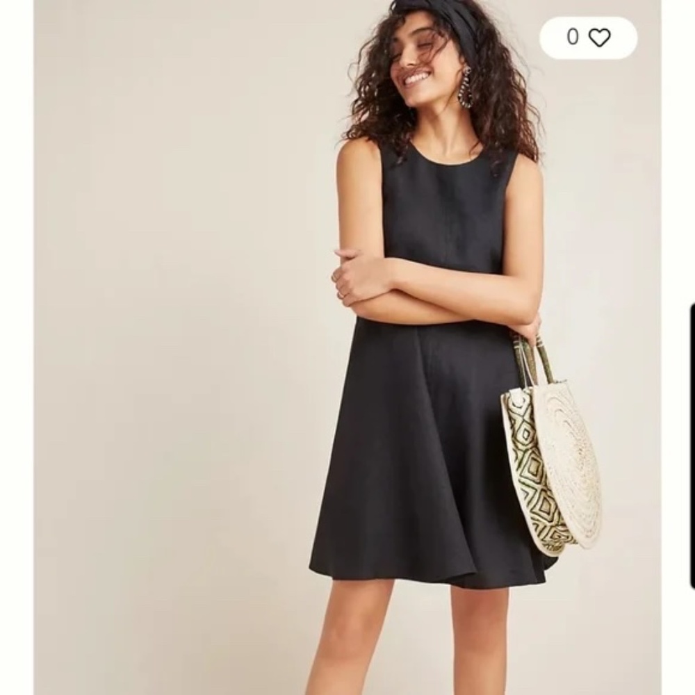 Maeve by Anthropologie Melbourne Swing Dress Black Sleeveless linen mini - Picture 4 of 11